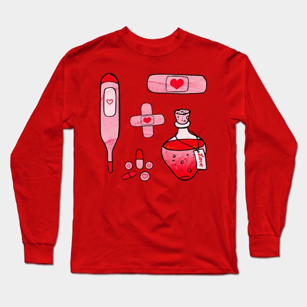 First Aid Kit Red Long Sleeve T-Shirt by Olooriel